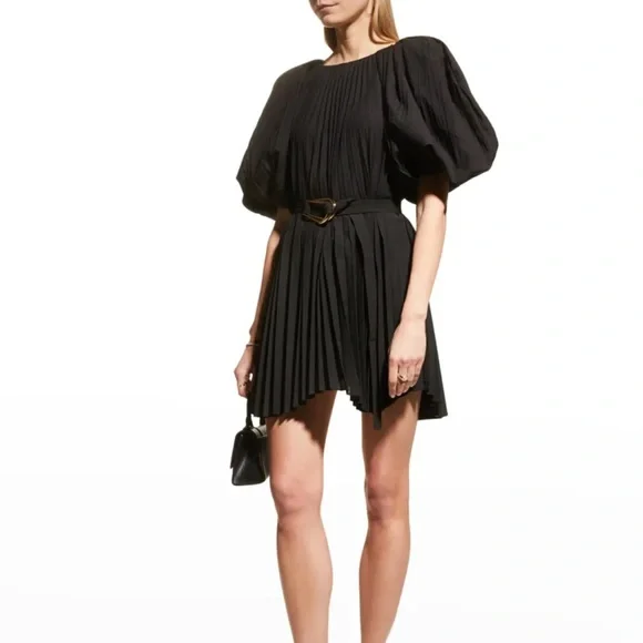 acler pleated mini dress Acler Women's Hudson Pleated Belted Minidress - Black